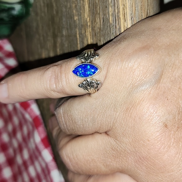 New Sterling silver Blue opal ring size 6.5 - Picture 4 of 6